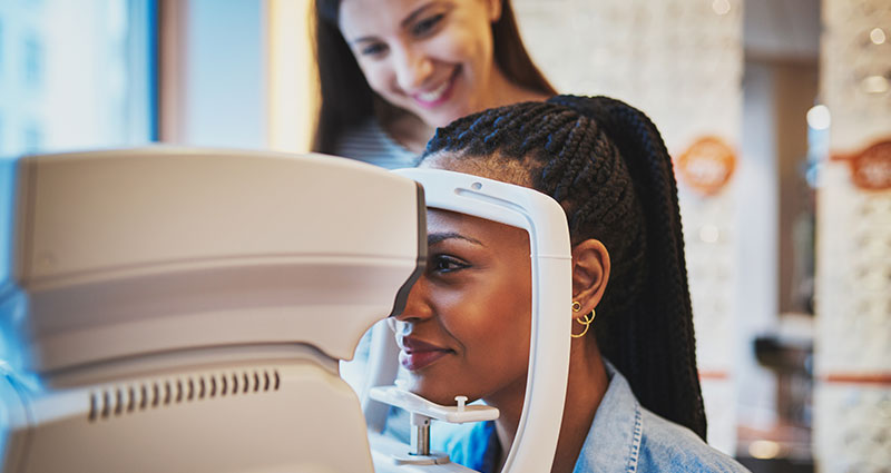 black female eye exam